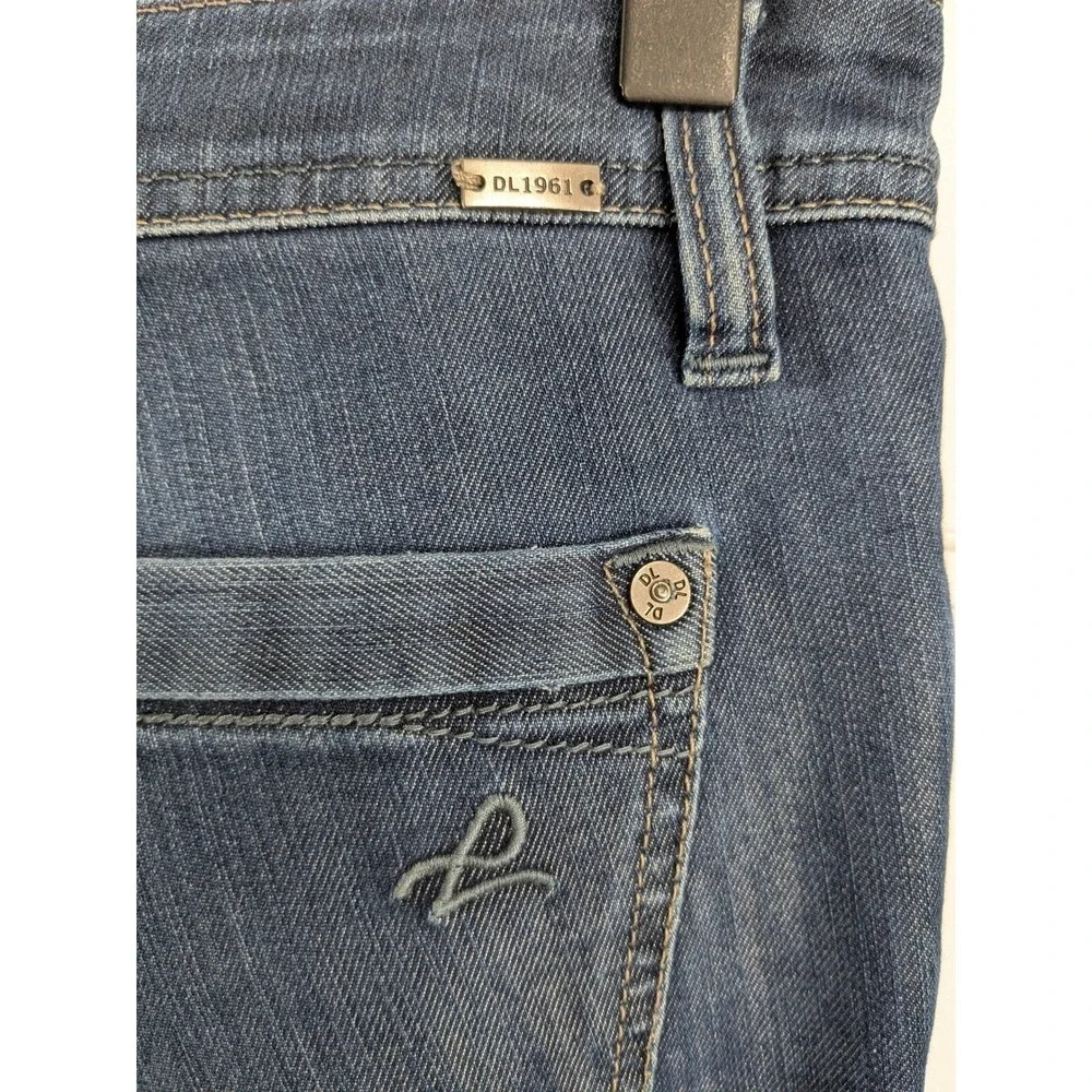 DL1961 Womens Joy Super High Rise Flare Jeans sz 28 Dark Wash Blue 4 Way Stretch - Picture 10 of 16